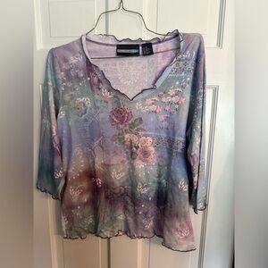 Requirements Woman Floral Printed Top Size 1X